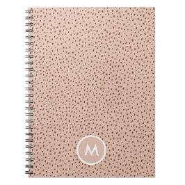 Beige & Boho Terracotta Bruin Stippen Monogram Notitieboek