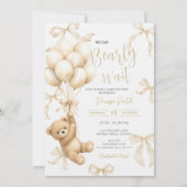 Beige Boho We Can Bearly Wait Baby Shower Kaart (Voorkant)