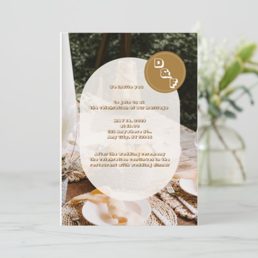 Beige Boho Wedding Brunch Uitnodiging (Staand voorkant)