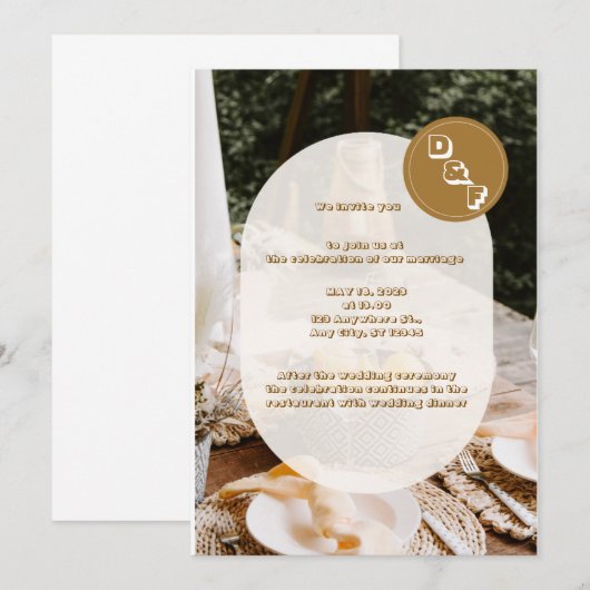 Beige Boho Wedding Brunch Uitnodiging (Voorkant / Achterkant)