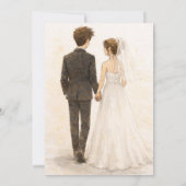 Beige Boho Whimsical Watercolor Bruiloft Kaart (Achterkant)
