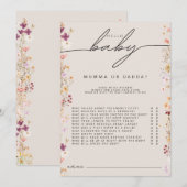 Beige boho wildflower baby shower mama of papa spe advieskaart (Voorkant / Achterkant)