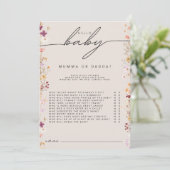 Beige boho wildflower baby shower mama of papa spe advieskaart (Staand voorkant)