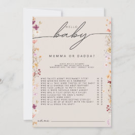 Beige boho wildflower baby shower mama of papa spe advieskaart