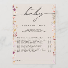 Beige boho wildflower baby shower mama of papa spe advieskaart