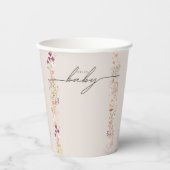 Beige boho wildflower baby shower servies papieren bekers (Voorkant)