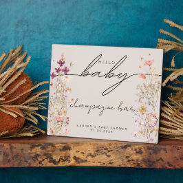 Beige boho wildflower baby shower tafelblad teken fotoplaat