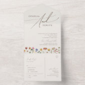 Beige Boho Wildflower Eenvoudige Casual afdichting All In One Uitnodiging (Binnen)