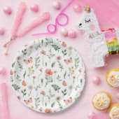 Beige Boho Wildflower Patroonpapier Borden Papieren Bordje (Feest)