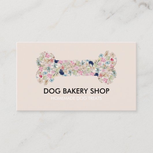 Beige Bone Zelfgemaakte Hond Treats Visitekaartje (Voorkant)