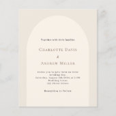 Beige boog eenvoudige budget bruiloft uitnodiging (Voorkant)