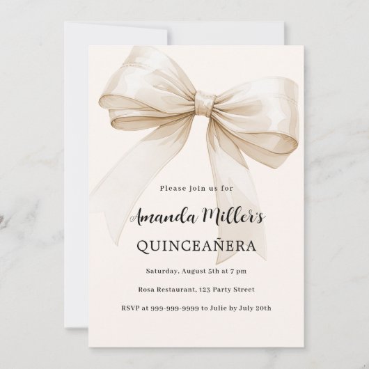 Beige boog elegant Quinceanera Kaart (Voorkant)