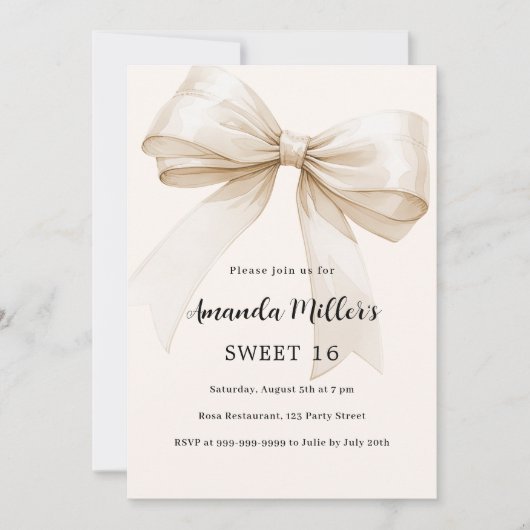 Beige boog elegant Sweet 16 Kaart (Voorkant)