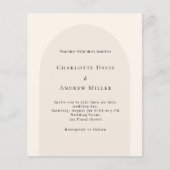 Beige boog elegante budget bruiloft uitnodiging (Voorkant)