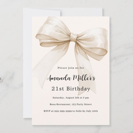 Beige boog elegante verjaardag kaart (Voorkant)