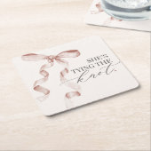 Beige Boog Knoopje Bridal Shower Decoratie Kartonnen Onderzetters (Schuin)