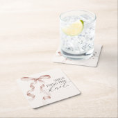 Beige Boog Knoopje Bruids douche decoratie Kartonnen Onderzetters (Insitu)