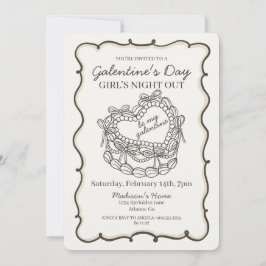 Beige Boog Retro Hart Coquette Cake Galentine Kaart