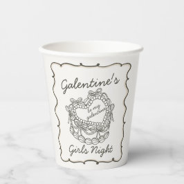 Beige Boog Retro Hart Coquette Cake Galentines Papieren Bekers