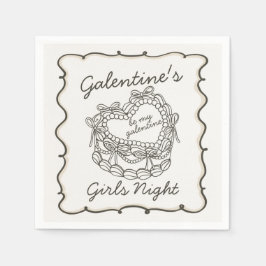 Beige Boog Retro Hart Coquette Cake Galentines Servet