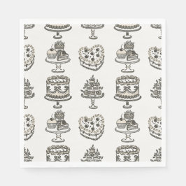 Beige Boog Retro Hart Coquette Cake Valentijnsdag Servet