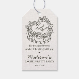 Beige Boog Retro Hart Coquette Taart Bachelorette Cadeaulabel