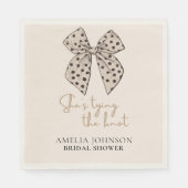 Beige boog Ze is Tying the Knot Vrijgezellenfeest Servet (Voorkant)