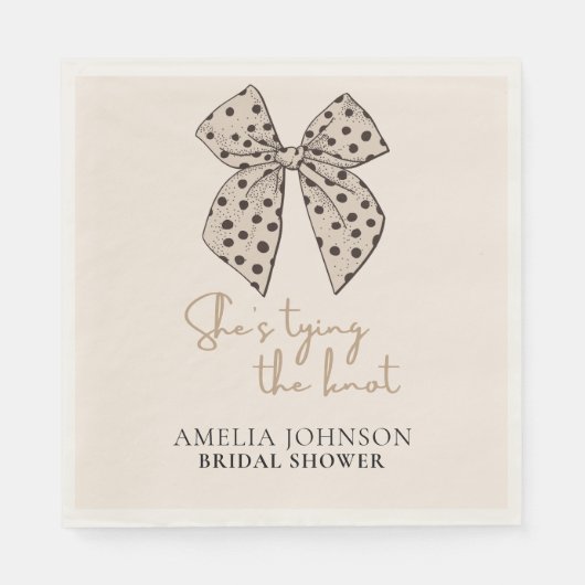 Beige boog Ze is Tying the Knot Vrijgezellenfeest Servet (Voorkant)