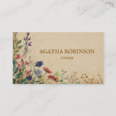 Beige Border Rustic Boho Wildflower Kleding Visitekaartje (Voorkant)