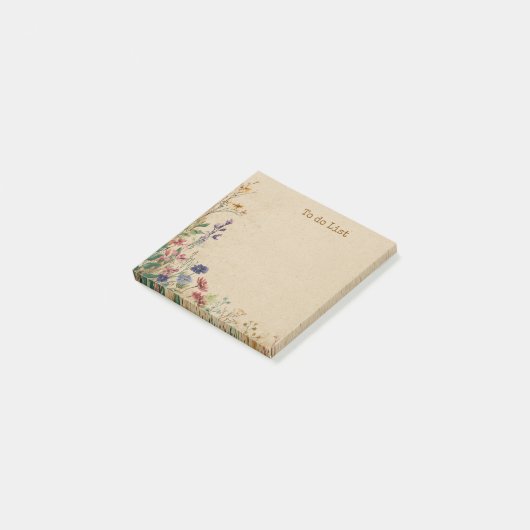 Beige Border Rustic Boho Wildflower Post-it® Notes (Schuin)