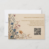 Beige Border Rustic Boho Wildflower QR-code RSVP Kaartje (Achterkant)