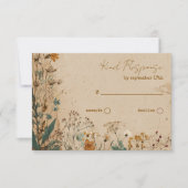 Beige Border Rustic Boho Wildflower QR-code RSVP Kaartje (Voorkant)