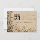 Beige Border Rustic Boho Wildflower QR-code RSVP Kaartje (Achterkant)