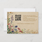 Beige Border Rustic Boho Wildflower QR-code RSVP Kaartje (Achterkant)