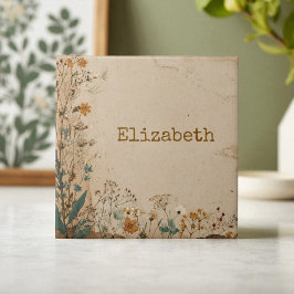 Beige Border Rustic Boho Wildflower Tegeltje