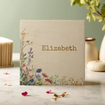 Beige Border Rustic Boho Wildflower