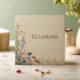 Beige Border Rustic Boho Wildflower Tegeltje