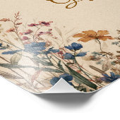 Beige Border Rustic Boho Wildflower Trouwbord Foto Afdruk (Hoek)