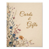 Beige Border Rustic Boho Wildflower Trouwbord Foto Afdruk (Voorkant)