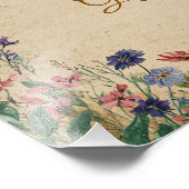 Beige Border Rustic Boho Wildflower Trouwbord Foto Afdruk (Hoek)