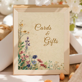 Beige Border Rustic Boho Wildflower Trouwbord Foto Afdruk