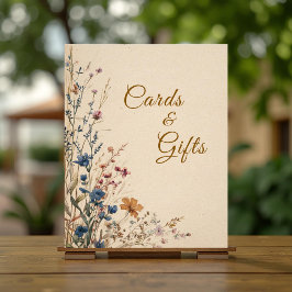 Beige Border Rustic Boho Wildflower Trouwbord Foto Afdruk