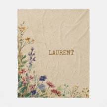 Beige Border Rustic Boho Wildflower Watercolor