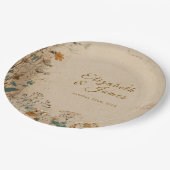 Beige Border Rustic Boho Wildflower Wedding Papieren Bordje (Gekanteld)