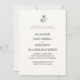 BEIGE BOTANIC CLASSY INVITATION KAART