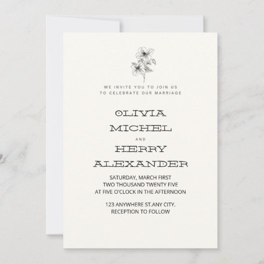 BEIGE BOTANIC CLASSY INVITATION KAART (Voorkant)