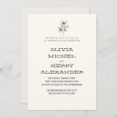 BEIGE BOTANIC CLASSY INVITATION KAART (Voorkant / Achterkant)