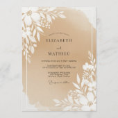 Beige Botanical Blossom Wedding Kaart (Voorkant)