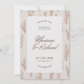 Beige Botanical Boho Wedding Invitation  Kaart (Voorkant)