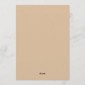 Beige Botanische Bloem Bruiloft Kaart (Achterkant)